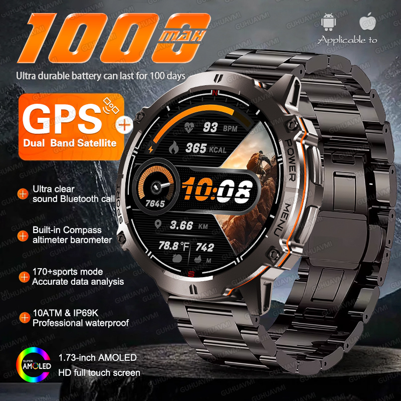 Altimeter Compass Watch - YENİ TANK X3 Askeri 1000mAh GPS